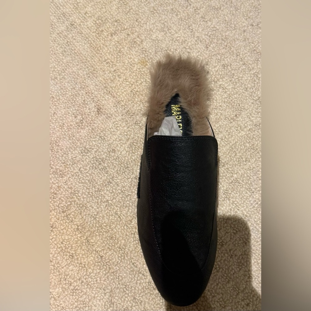 Marley Lilly black fur heeled mics. New never worn. Size 8
